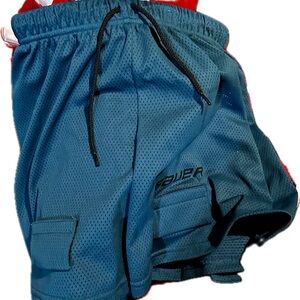 Bauer Men's Navy Hockey Shorts with built in cup.